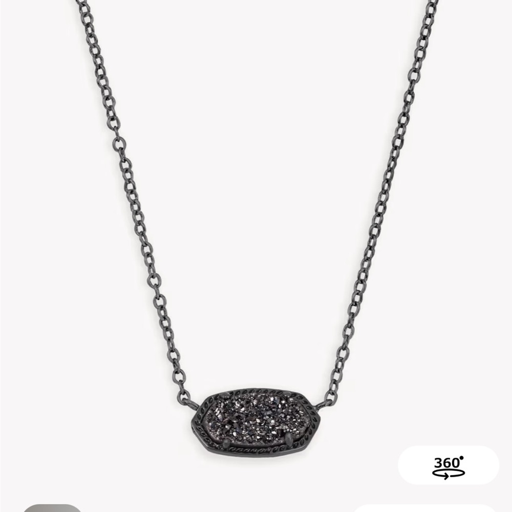 Kendra Scott Elisa Pendant Necklace in Black Drusy